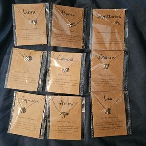 Zodiac Necklace Set of 9 – Astrology Sign Pendant Cards – Giftable Jewelry Lot